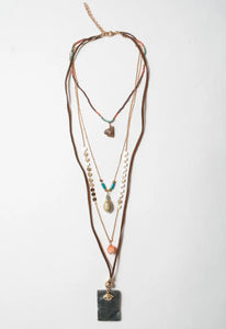 Four Layer Stone and Shell Bohemian Neacklace
