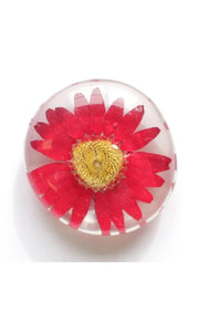 Real Flower Glass Magnet In Red